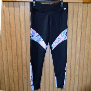 PINK Victoria's Secret Leggings Marble High Waist Reversable Athletic Pants Sz M
